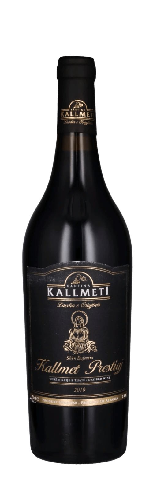 Albanian Red wine bottle - Kallmet Prestigj 2019 - 15% vol. - KALLMETI Winery - Gold medal - Me Zemër  