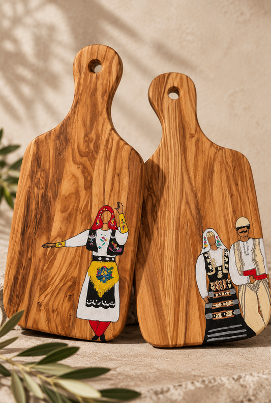 Trashëgimi – Hand-Painted Wooden Serving Board