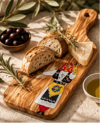 Trashëgimi – Hand-Painted Wooden Serving Board